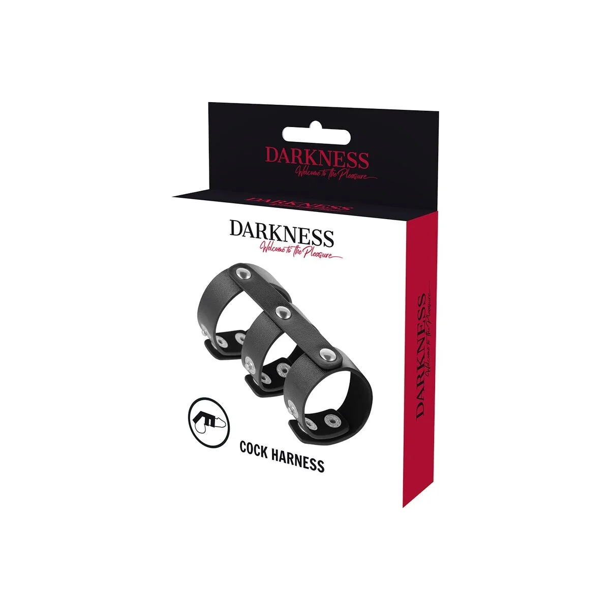 Verstellbarer Doppel-Penis- und Hodenring aus Leder von Darkness Bondage kaufen | Fesselliebe