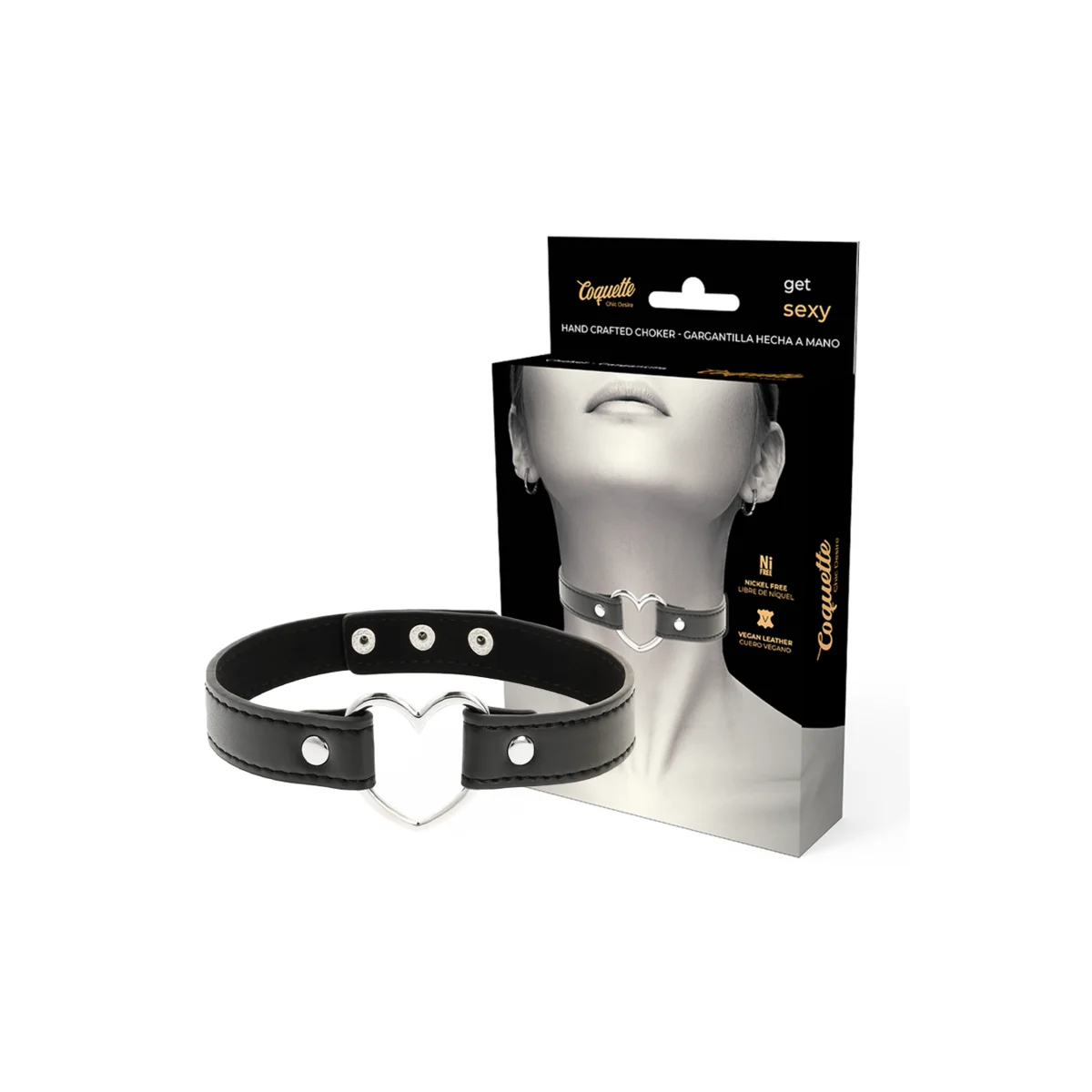 Veganes Leder-Halskette-Herz-Accessoire von Coquette Accessories kaufen | Fesselliebe