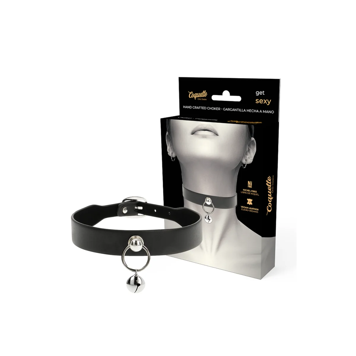 Vegane Leder-Halskette Damen-Accessoire Rassel/Reifen von Coquette Accessories kaufen | Fesselliebe