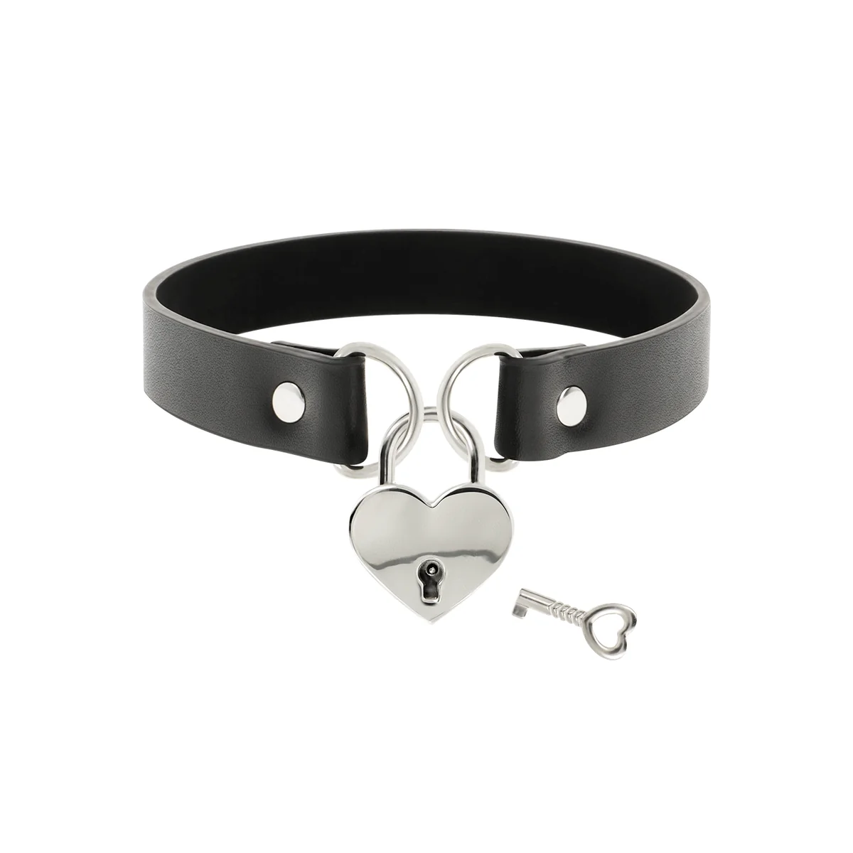 Vegane Leder-Halskette mit Herz-Accessoire mit Schlüssel von Coquette Accessories kaufen | Fesselliebe