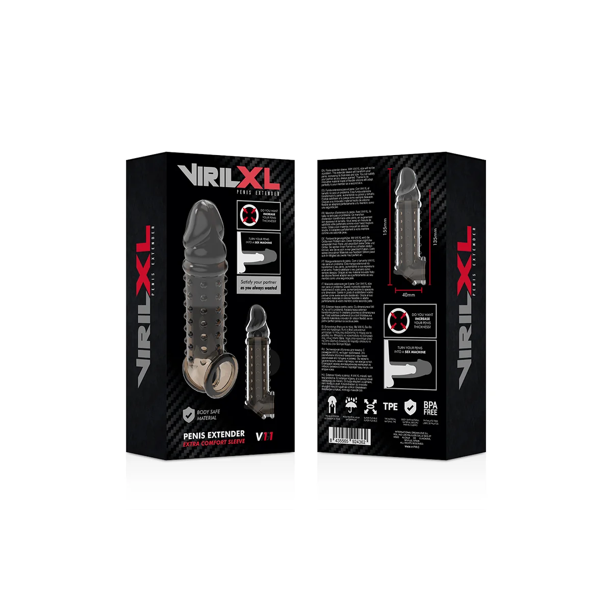 Penisverlängerung und Hülle V11 Schwarz von Virilxl kaufen | Fesselliebe