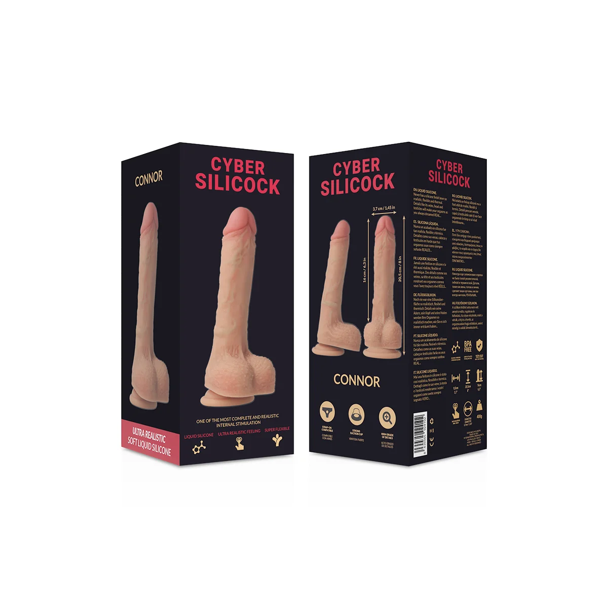 Strap-On Connor Flüssige Silikon mit 3 Ringen Gratis 20.5 cm -O- 3.7 cm von Cyber Silicock kaufen | Fesselliebe