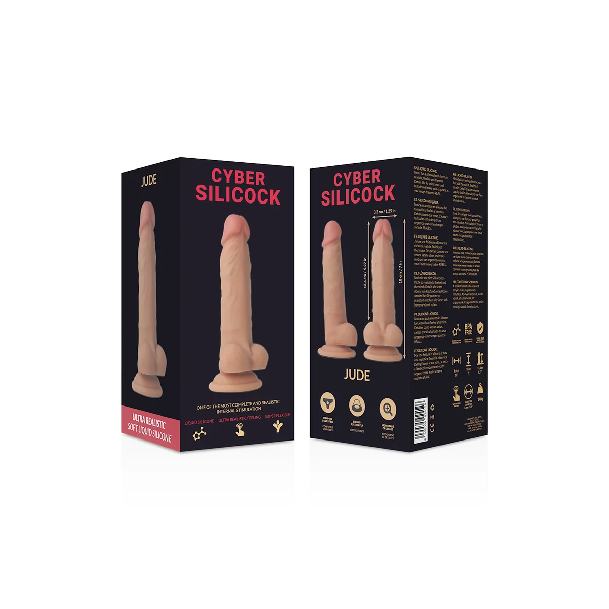 Strap-On Jude Flüssige Silikon mit 3 Ringen Gratis 18 cm -O- 3.2 cm von Cyber Silicock kaufen | Fesselliebe