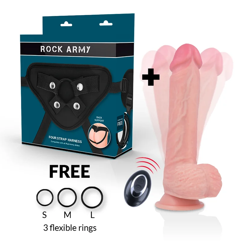 Harness + Flüssigsilikon Vibrator Premium Apache mit Fernbedienung 20.5 cm -O- 4.62 cm von Rock Army kaufen | Fesselliebe 2