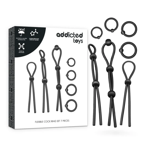 Flexibles Silikon-Cockring-Set 7-Teilig von Addicted Toys kaufen | Fesselliebe