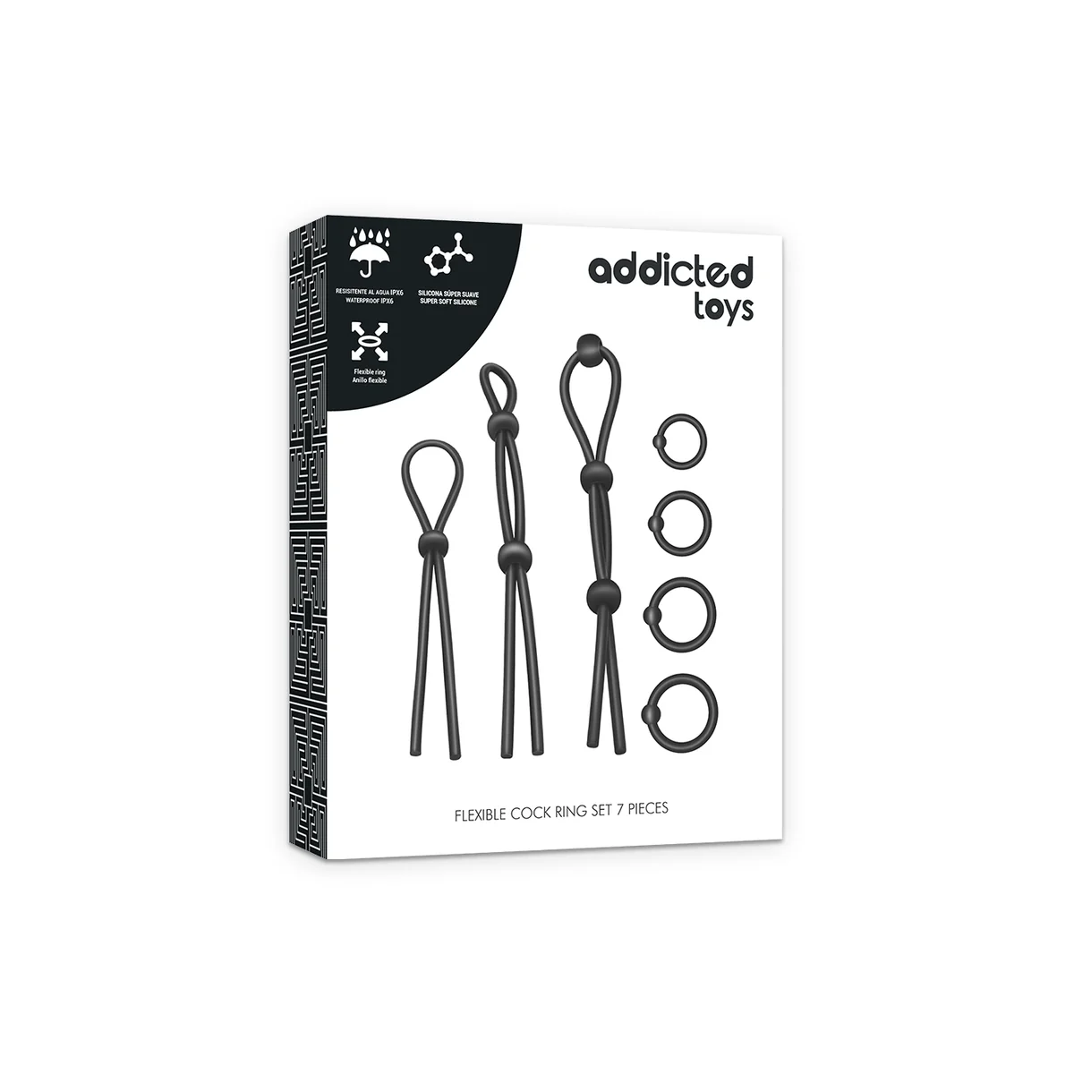 Flexibles Silikon-Cockring-Set 7-Teilig von Addicted Toys kaufen | Fesselliebe