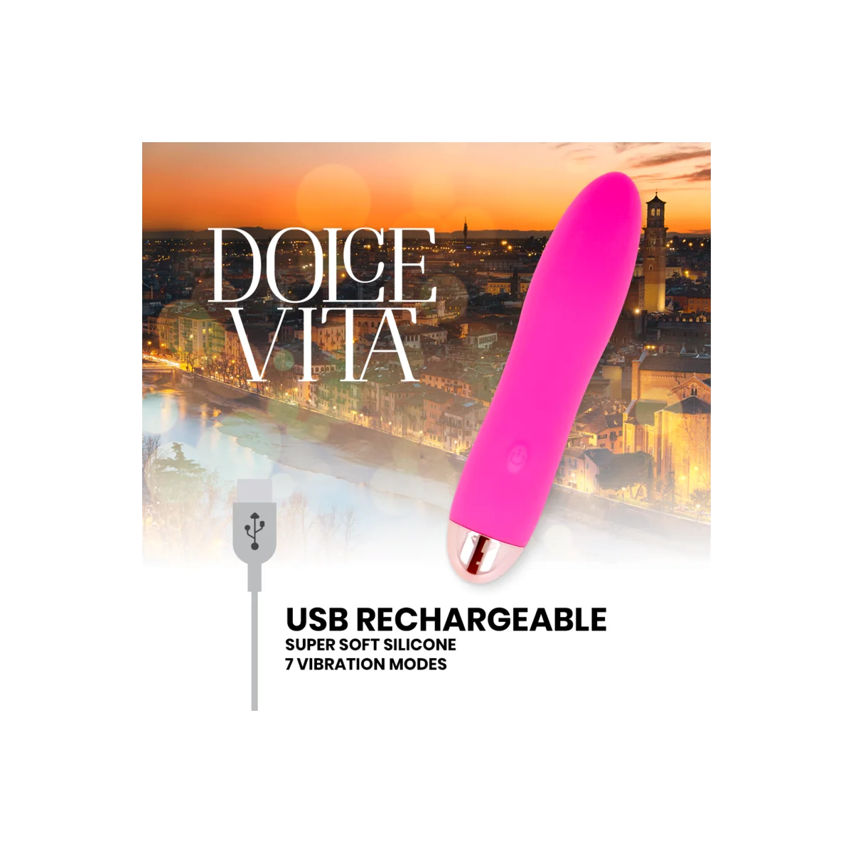 Aufladbarer Vibrator Vier Rosa 7 Geschwindigkeiten von Dolce Vita kaufen | Fesselliebe