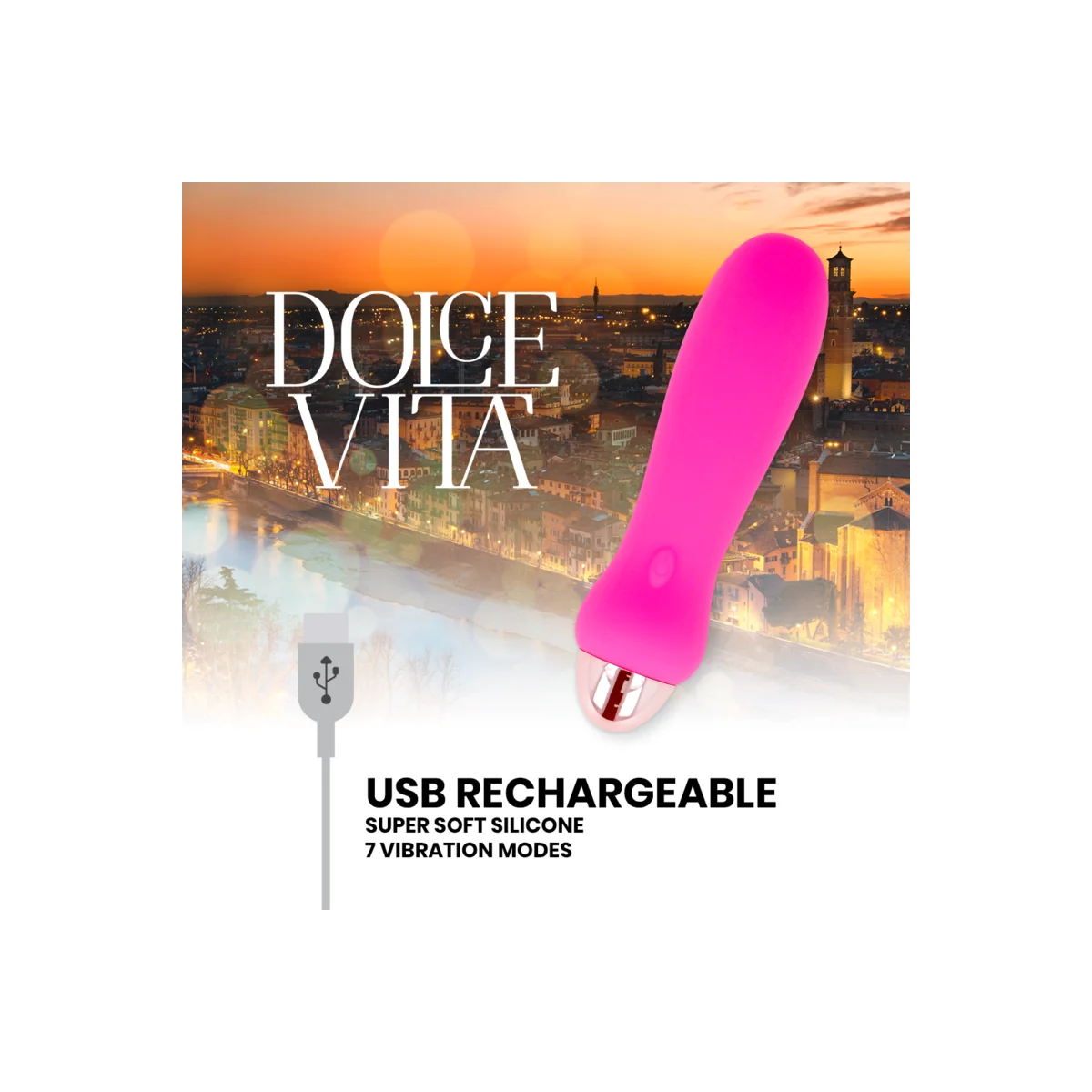 Aufladbarer Vibrator Fünf Rosa 7 Geschwindigkeiten von Dolce Vita kaufen | Fesselliebe
