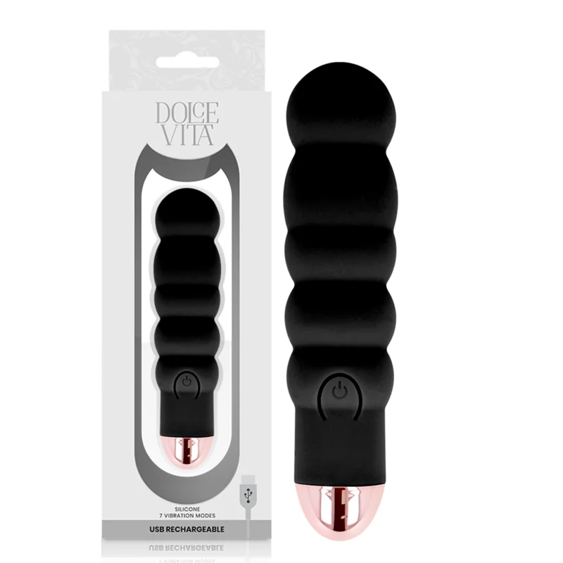Aufladbarer Vibrator Sechs Schwarz 7 Geschwindigkeiten von Dolce Vita kaufen | Fesselliebe