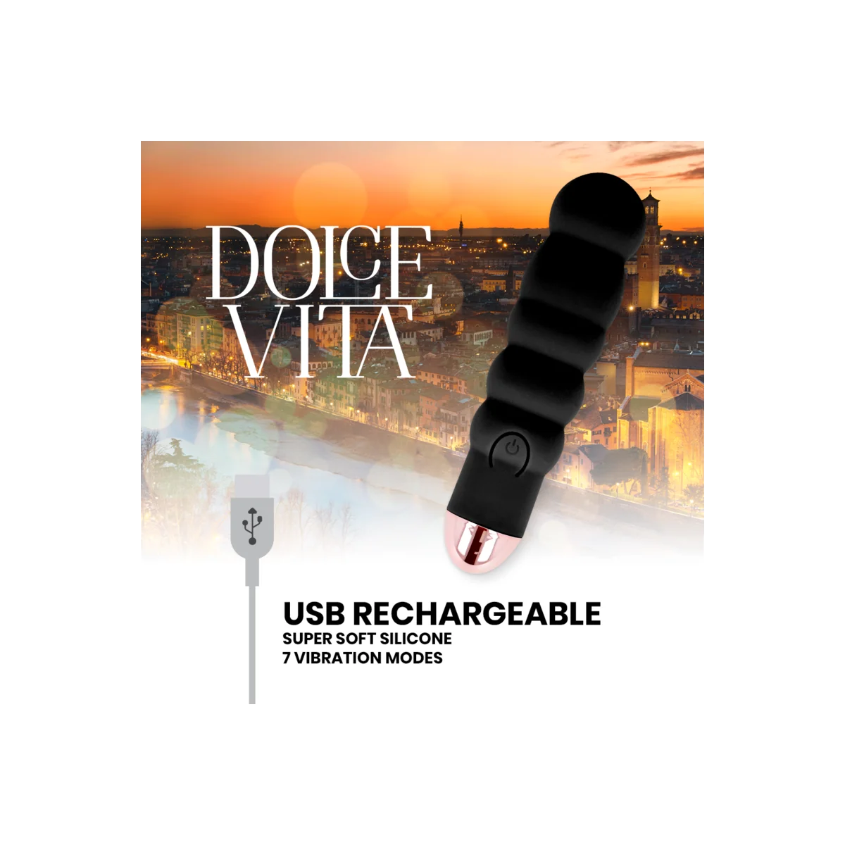 Aufladbarer Vibrator Sechs Schwarz 7 Geschwindigkeiten von Dolce Vita kaufen | Fesselliebe