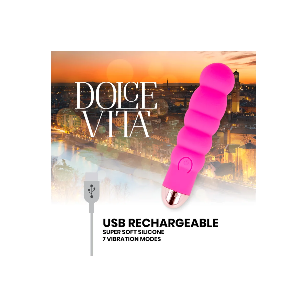 Aufladbarer Vibrator Sechs Rosa 7 Geschwindigkeiten von Dolce Vita kaufen | Fesselliebe