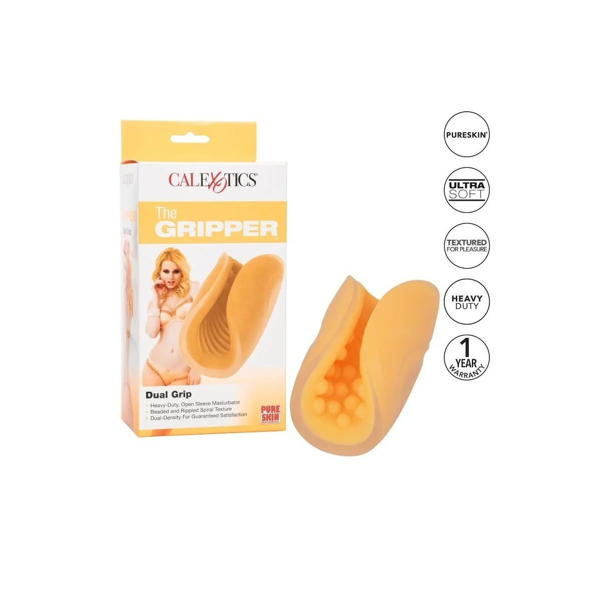 Beaded Grip Masturbator Orange von Calexotics kaufen | Fesselliebe