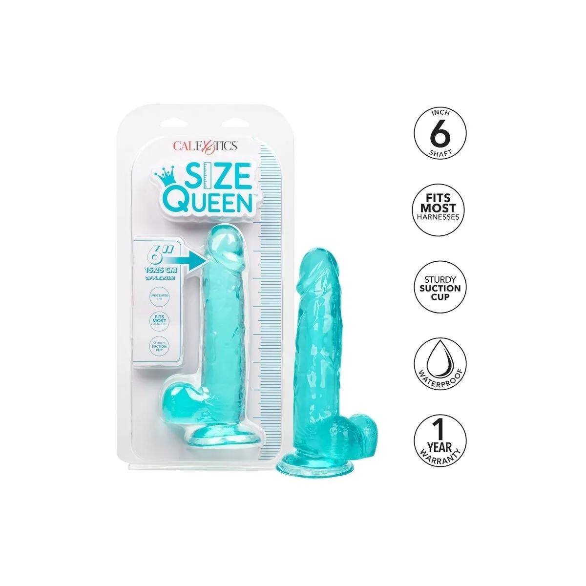 Größe Königin-Dildo Blau 15.3 cm von Calexotics kaufen | Fesselliebe