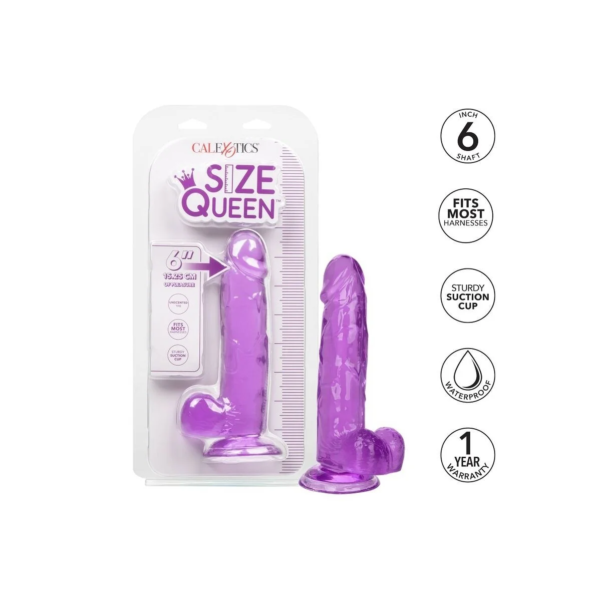 Größe Königin-Dildo Lila 15.3 cm von Calexotics kaufen | Fesselliebe