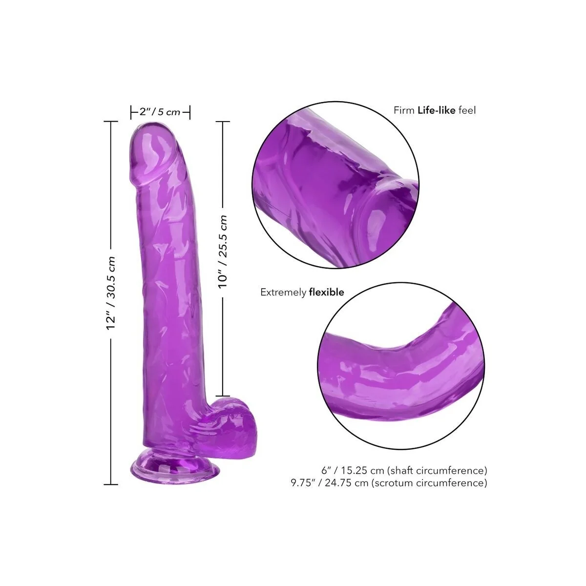 Größe Königin-Dildo Lila 25.5 cm von Calexotics kaufen | Fesselliebe