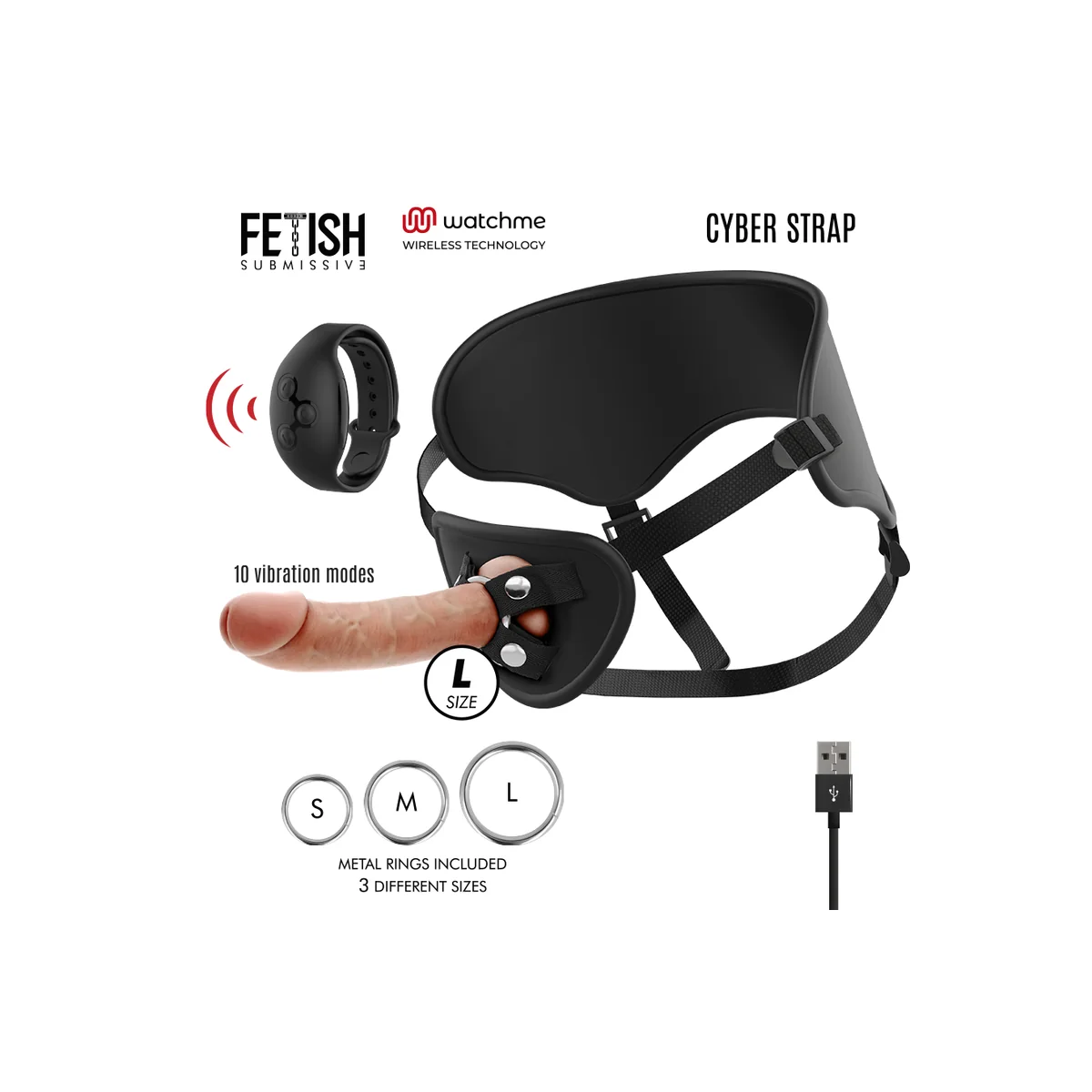 Harness mit Fernbedienung Dildo Watchme L-Technologie von Cyber Strap kaufen | Fesselliebe