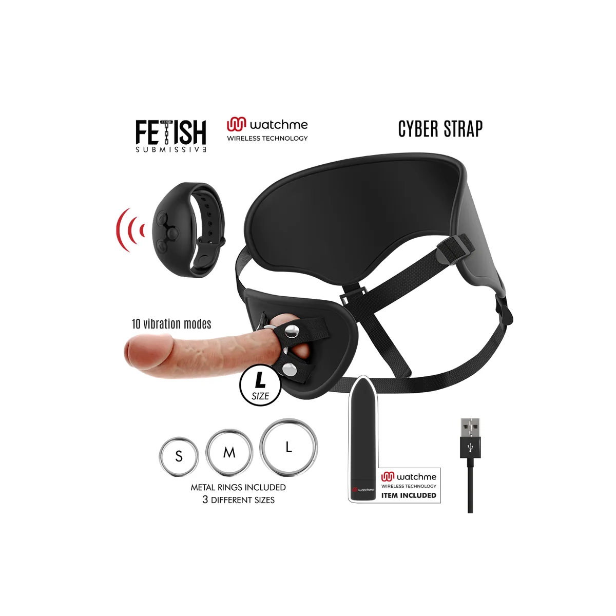 Harness mit Dildo- und Bullet-mit Fernbedienungs-Watchme-L-Technologie von Fetish Submissive kaufen | Fesselliebe