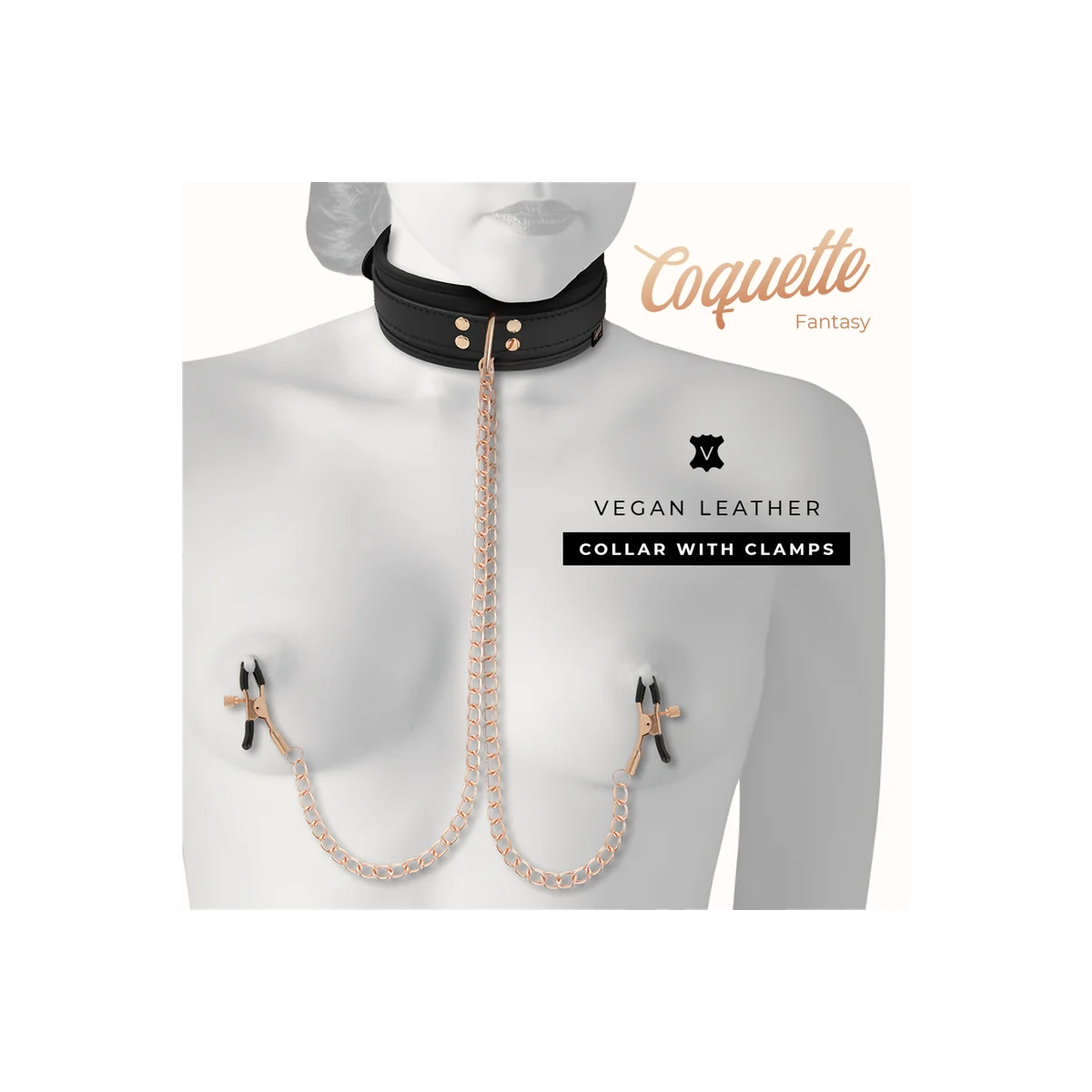 Fantasy-Nippelklemmen-Halskette mit Neoprenfutter von Coquette Fantasy kaufen | Fesselliebe