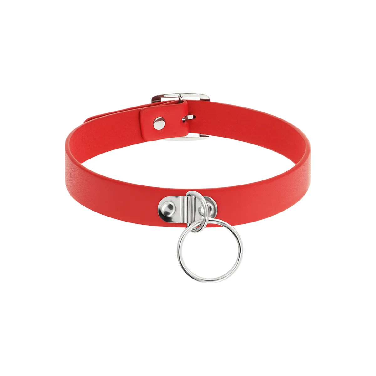 Rote Halskette aus Veganem Leder Fetisch-Accessoire für Frauen von Coquette Accessories kaufen | Fesselliebe