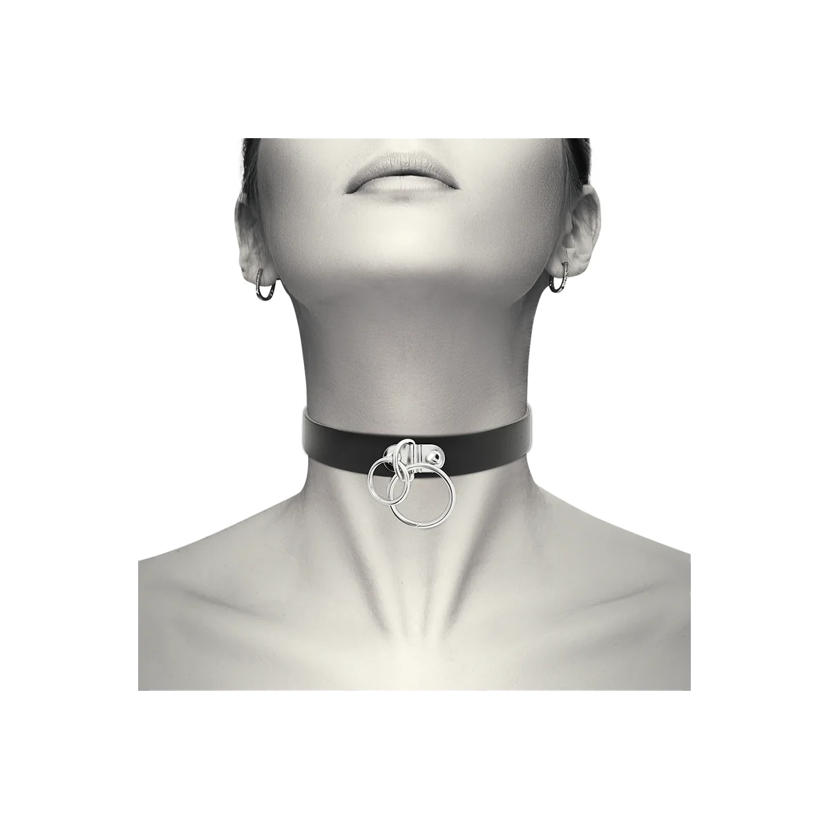 Doppelring-Halsband aus Veganem Leder von Coquette Accessories kaufen | Fesselliebe