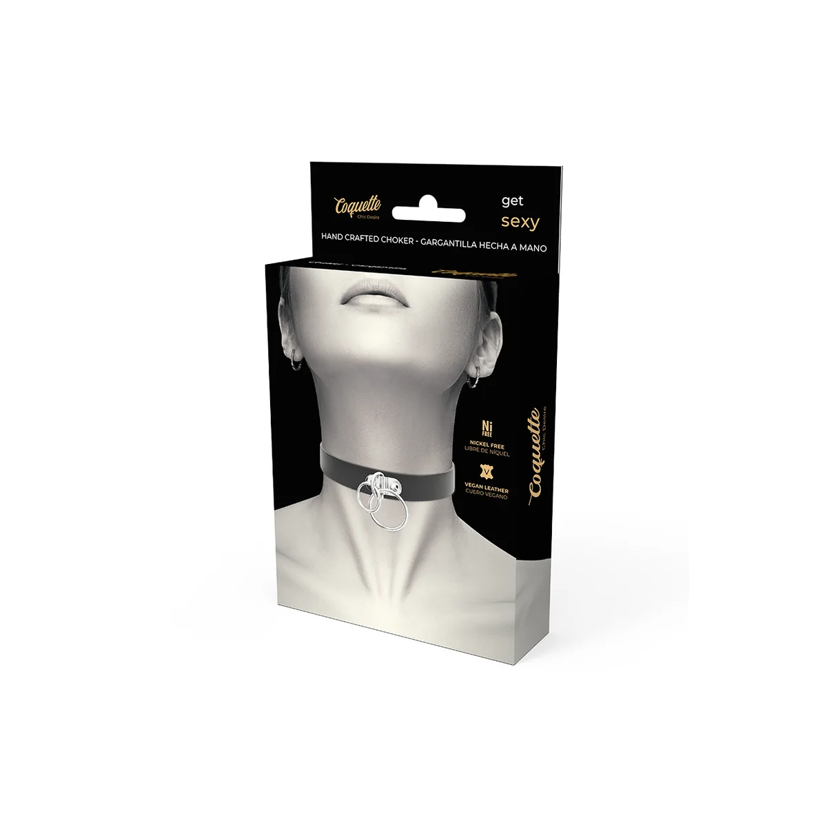 Doppelring-Halsband aus Veganem Leder von Coquette Accessories kaufen | Fesselliebe