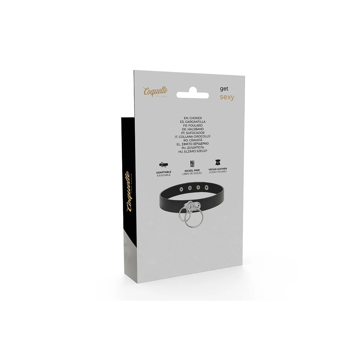 Doppelring-Halsband aus Veganem Leder von Coquette Accessories kaufen | Fesselliebe