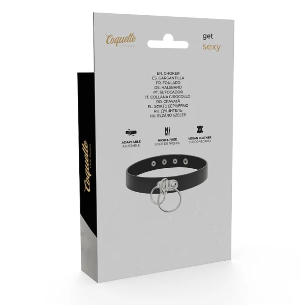 Doppelring-Halsband aus Veganem Leder von Coquette Accessories kaufen | Fesselliebe