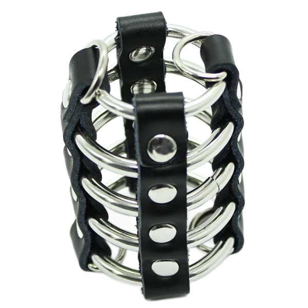 Peniskfig mit Metallringen und Lederriemen von Ohmama Fetish kaufen | Fesselliebe