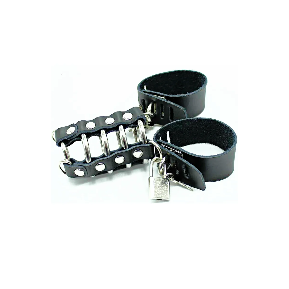 Peniskfig mit Metallringen und Lederriemen von Ohmama Fetish kaufen | Fesselliebe