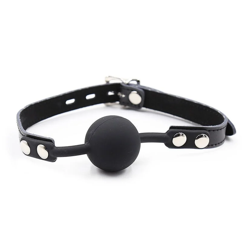 Silikon-Ballgag mit Ledergürtel (VORHÄNGESCHLOSS Inklusive) von Ohmama Fetish kaufen | Fesselliebe 2