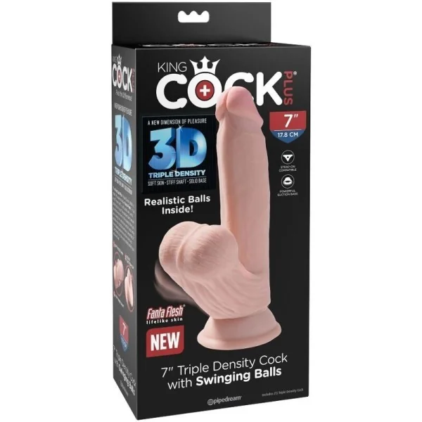 Plus 3d Dildo Swinging Balls 15.2 cm Helle Beige von King Cock Plus kaufen | Fesselliebe