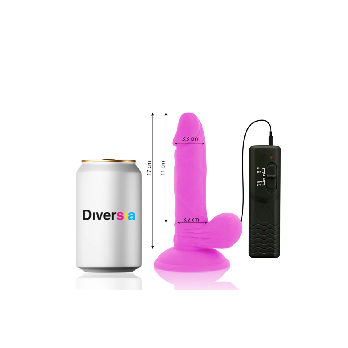 Flexibler Vibrierender Dildo Lila 17 cm -O- 3.3 cm von Diversia kaufen | Fesselliebe