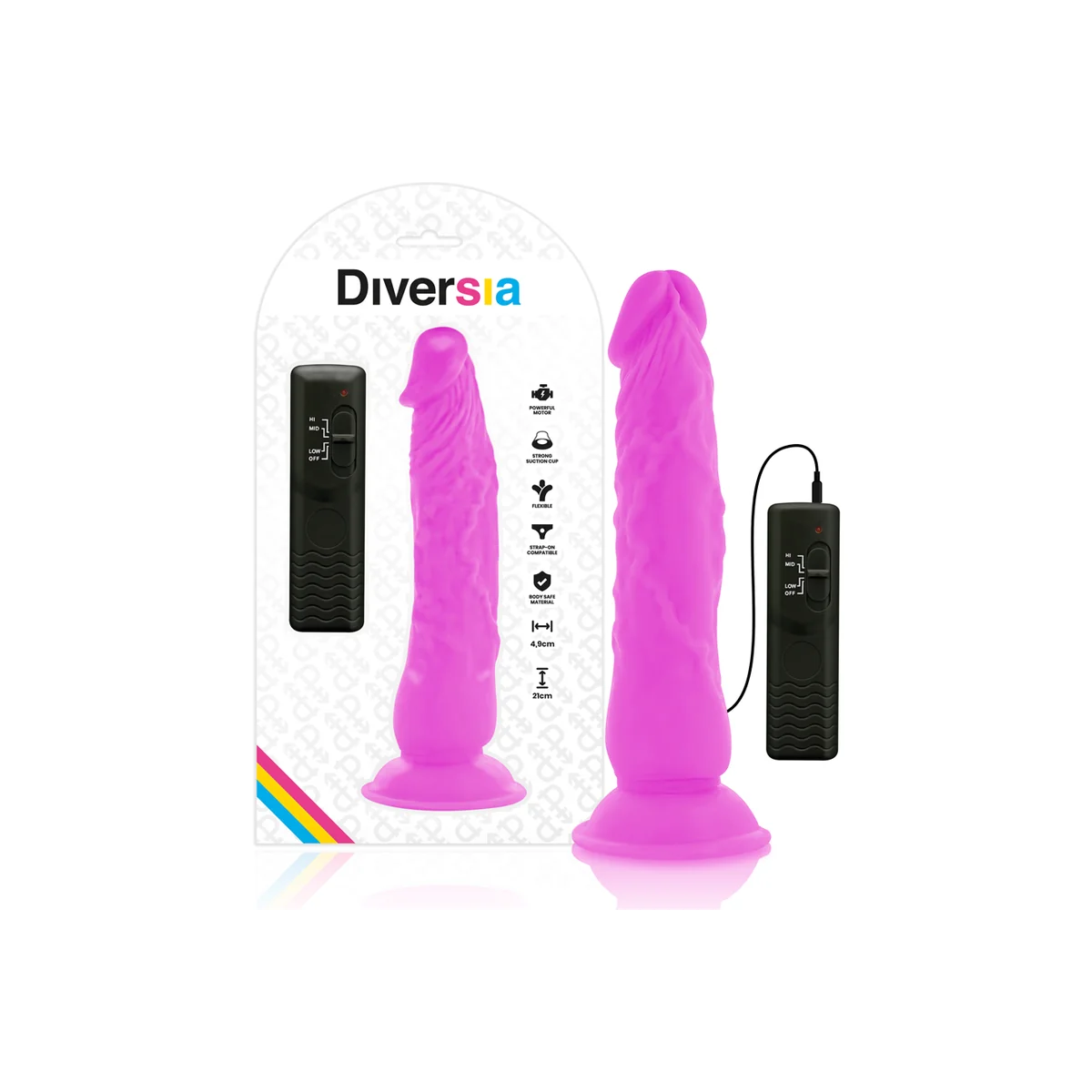 Flexibler Vibrierender Dildo Lila 21 cm -O- 4.9 cm von Diversia kaufen | Fesselliebe