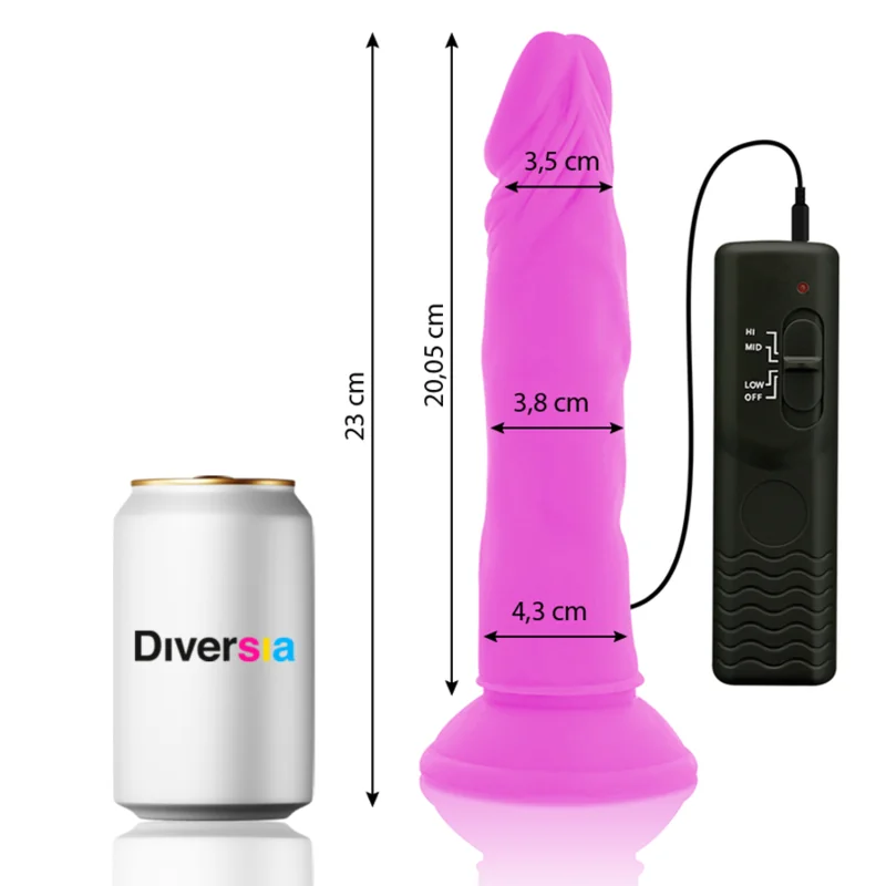 Flexibler Vibrierender Dildo Lila 23 cm -O- 4.3 cm von Diversia kaufen | Fesselliebe 2