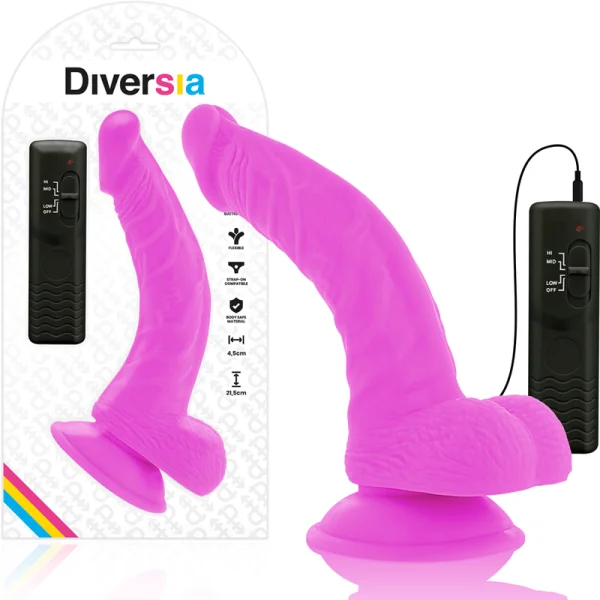 Flexibler Vibrierender Dildo Lila 21.5 cm -O- 4.5 cm von Diversia kaufen | Fesselliebe