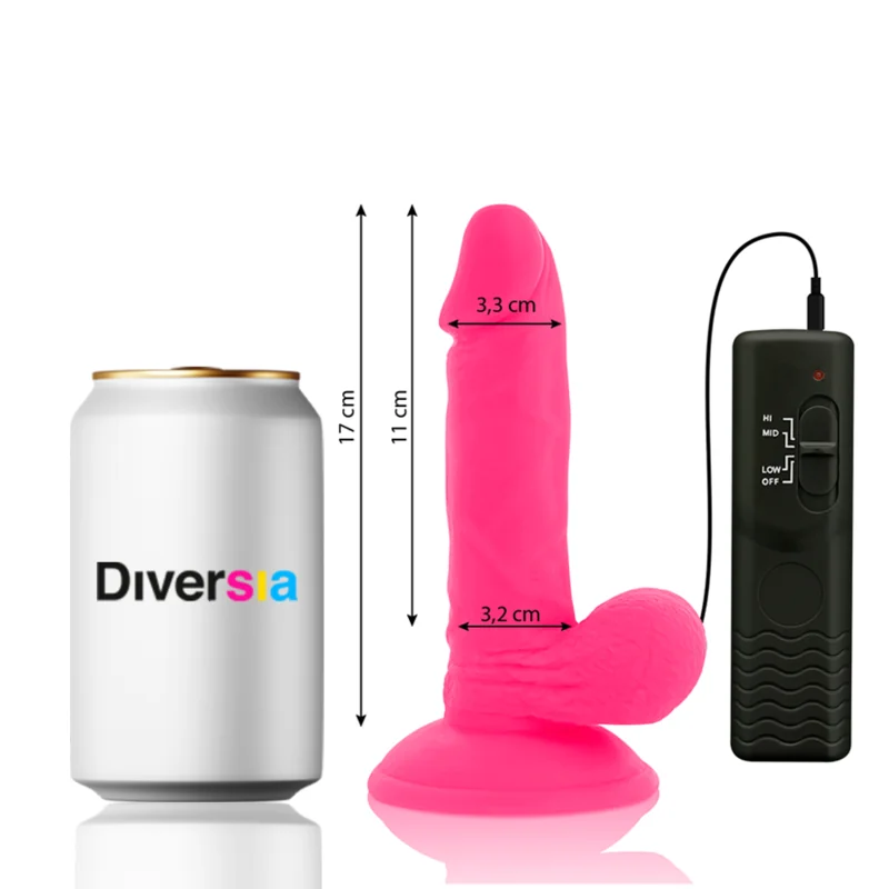 Flexibler Vibrierender Dildo Rosa 17 cm -O- 3.3 cm von Diversia kaufen | Fesselliebe 2