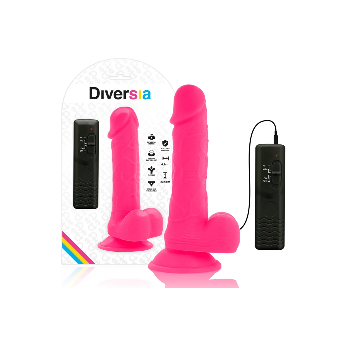 Flexibler Vibrierender Dildo Rosa 20.5 cm -O- 4.2 cm von Diversia kaufen | Fesselliebe