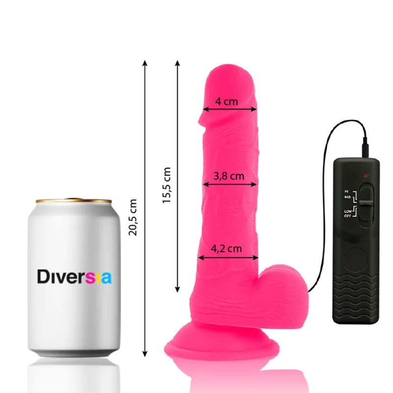 Flexibler Vibrierender Dildo Rosa 20.5 cm -O- 4.2 cm von Diversia kaufen | Fesselliebe 2