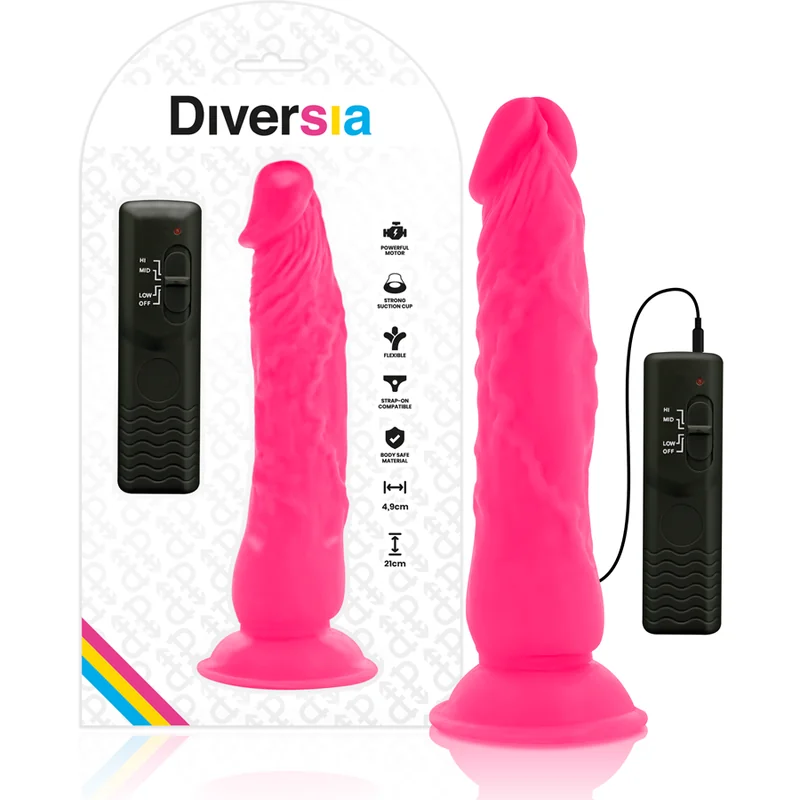 Flexibler Vibrierender Dildo Rosa 21 cm -O- 4.9 cm von Diversia kaufen | Fesselliebe