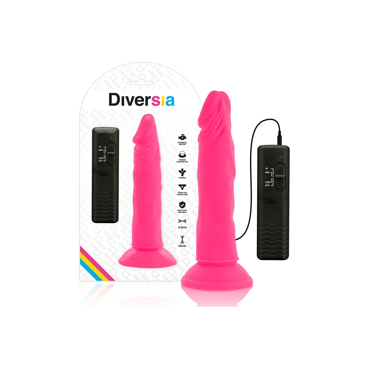 Flexibler Dildo mit Vibration Rosa 23 cm -O- 4.3 cm von Diversia kaufen | Fesselliebe