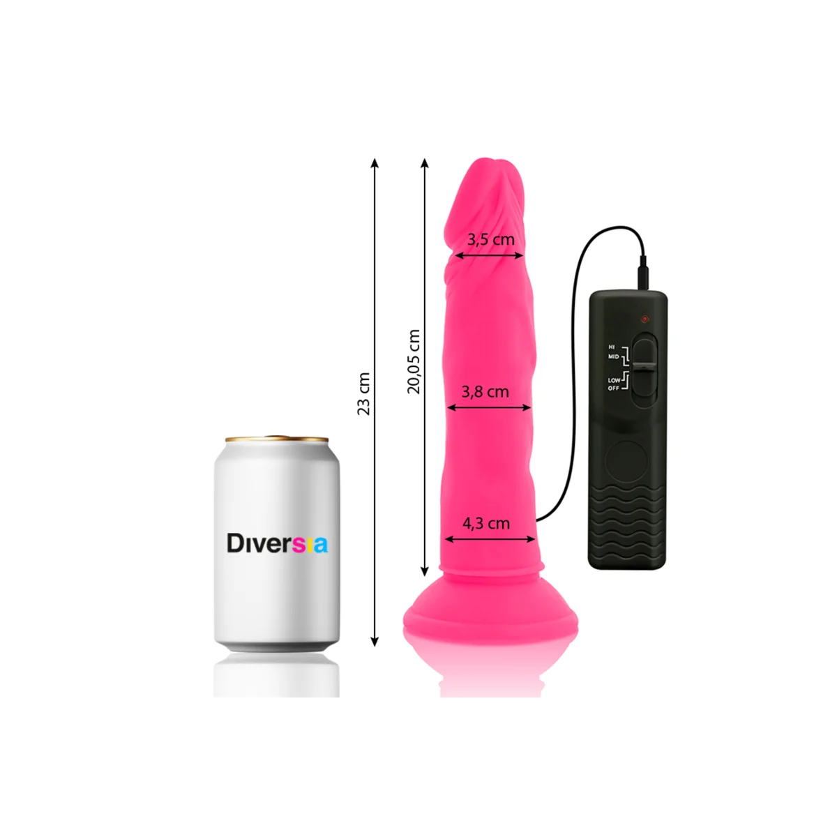 Flexibler Dildo mit Vibration Rosa 23 cm -O- 4.3 cm von Diversia kaufen | Fesselliebe