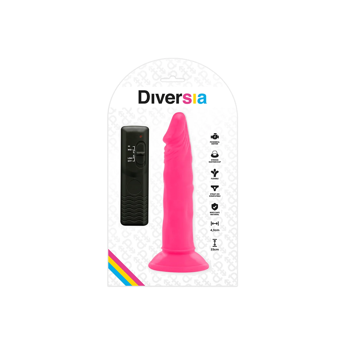 Flexibler Dildo mit Vibration Rosa 23 cm -O- 4.3 cm von Diversia kaufen | Fesselliebe