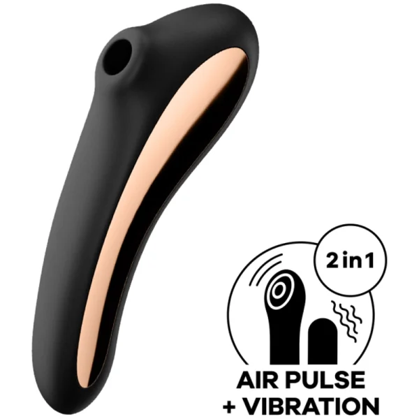 Dual Kiss Air Pulse Vibrator Schwarz von Satisfyer Air Pulse kaufen | Fesselliebe