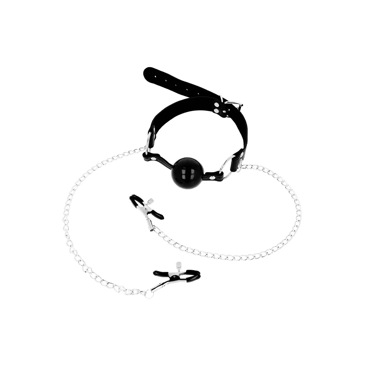 Black Ball Gag With Nipple Clamps von Ohmama Fetish kaufen | Fesselliebe