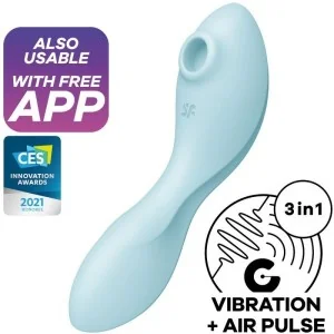 Curvy Trinity 5 Air Pulse Stimulator & Vibrator App Blau von Satisfyer Connect kaufen | Fesselliebe