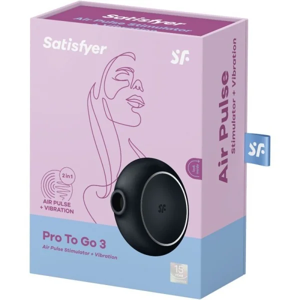 Pro To Go 3 Doppelter Luftpulsstimulator & Vibrator Schwarz von Satisfyer Air Pulse kaufen | Fesselliebe