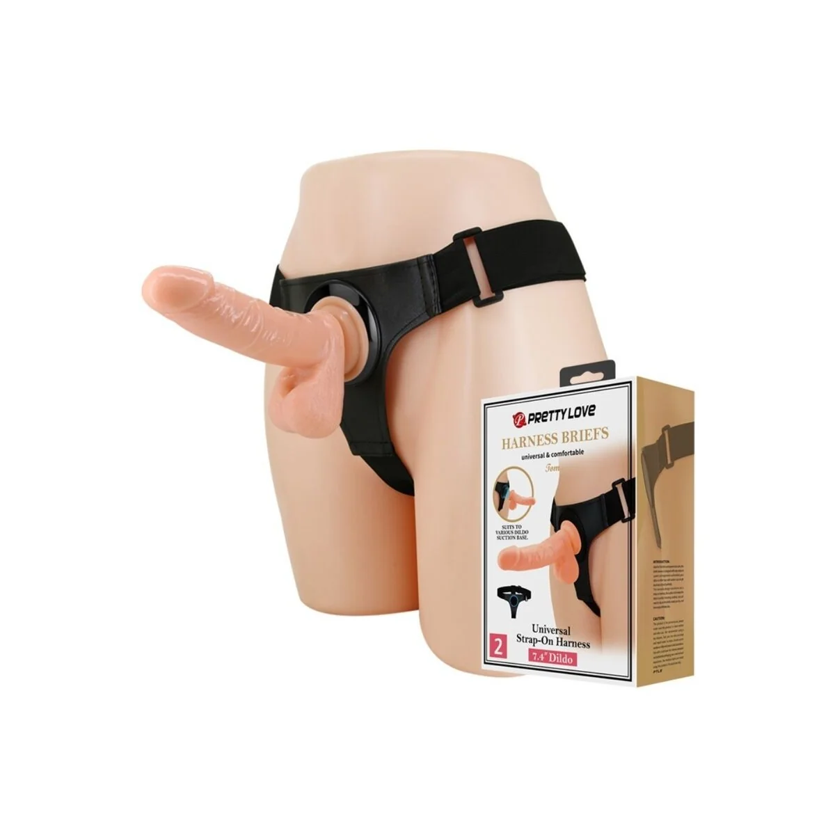 Harness-Hose Universal-Harness mit Dildo Tom 20 cm Natur von Pretty Love kaufen | Fesselliebe