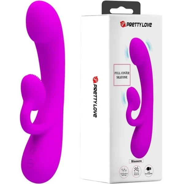 Aufrichtiger Vibrator und Klitoris-Sauger aus Violettem Silikon von Pretty Love kaufen | Fesselliebe