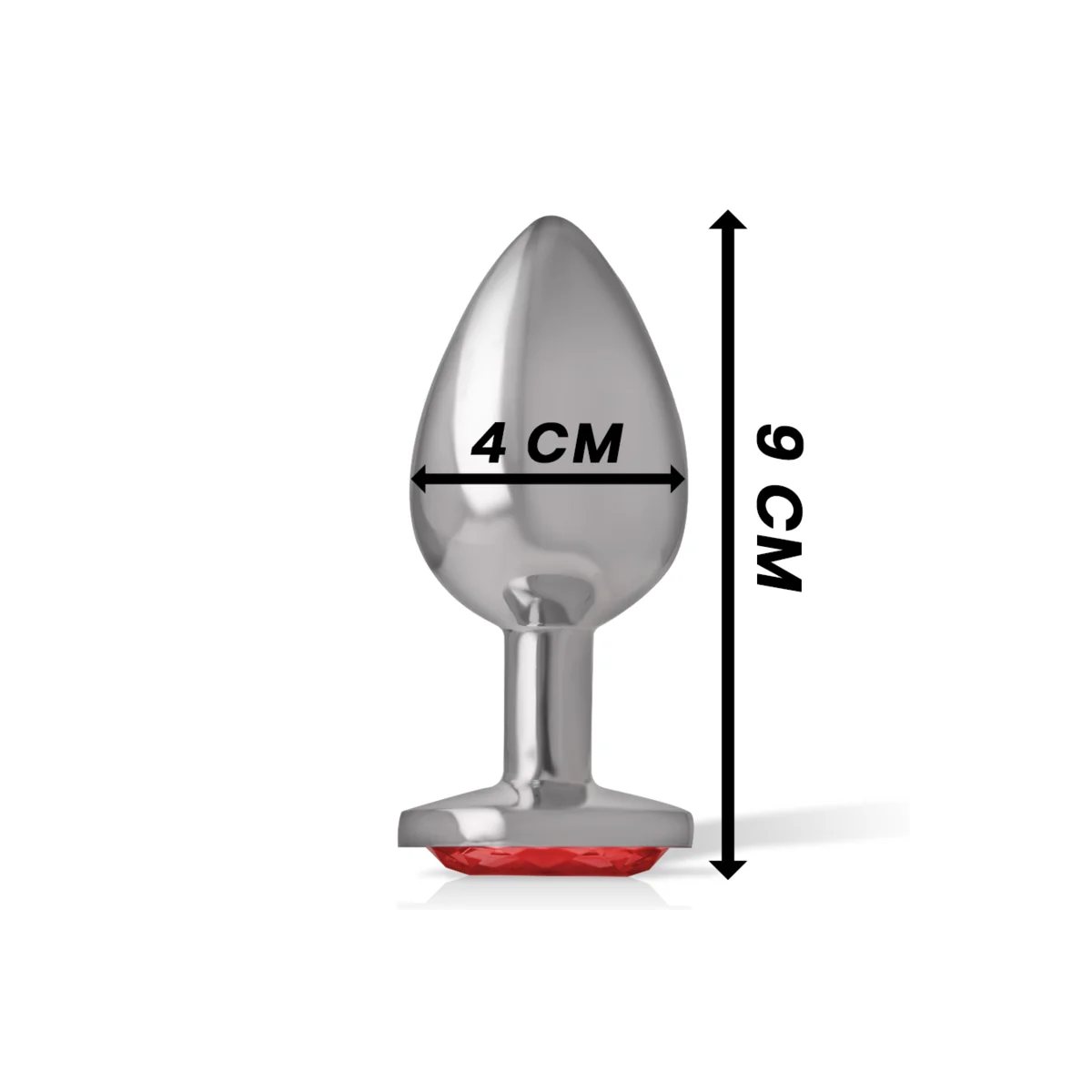 Analplug aus Aluminiummetall mit Rotem Kristall, Größe L von Intense Anal Toys kaufen | Fesselliebe