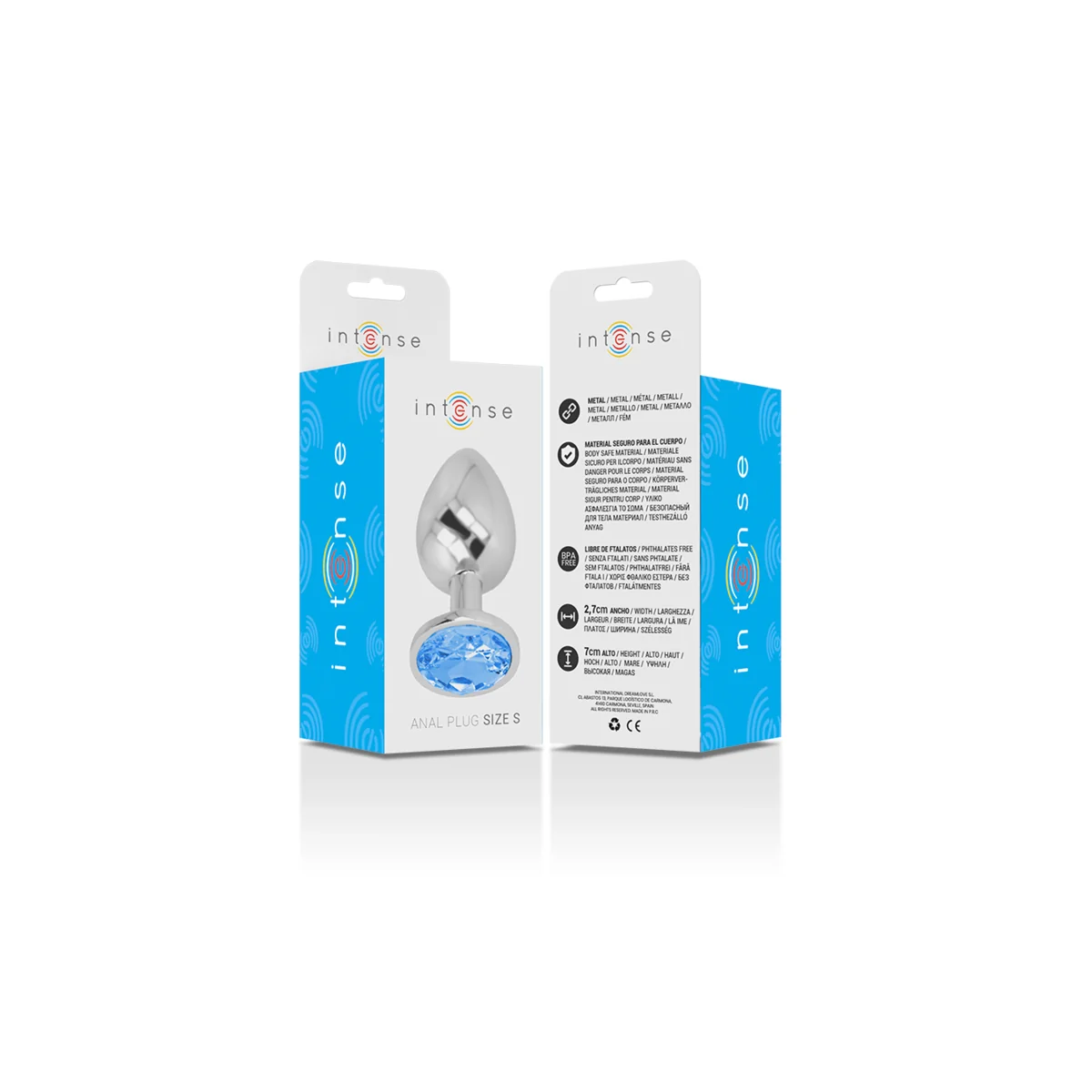 Analstecker aus Aluminiummetall mit Blauem Kristall, Größe S von Intense Anal Toys kaufen | Fesselliebe